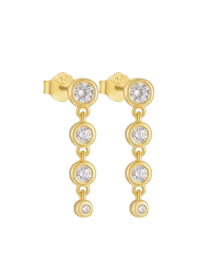 Dulce Four Diamond Bezel Drops | Gold Plated 925 Sterling Silver