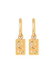 Celestial Bar Drop Gold Huggies | Gold Plated 925 Sterling Silver