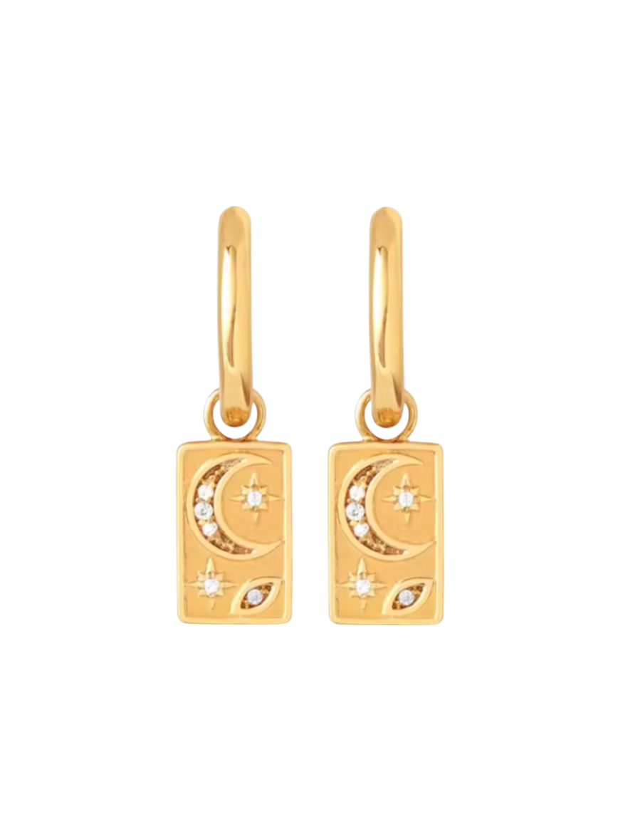 Celestial Bar Drop Gold Huggies | Gold Plated 925 Sterling Silver