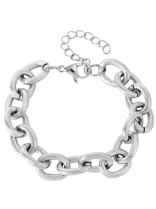 Textured Charlize Silver Bracelet | Stainless Steel