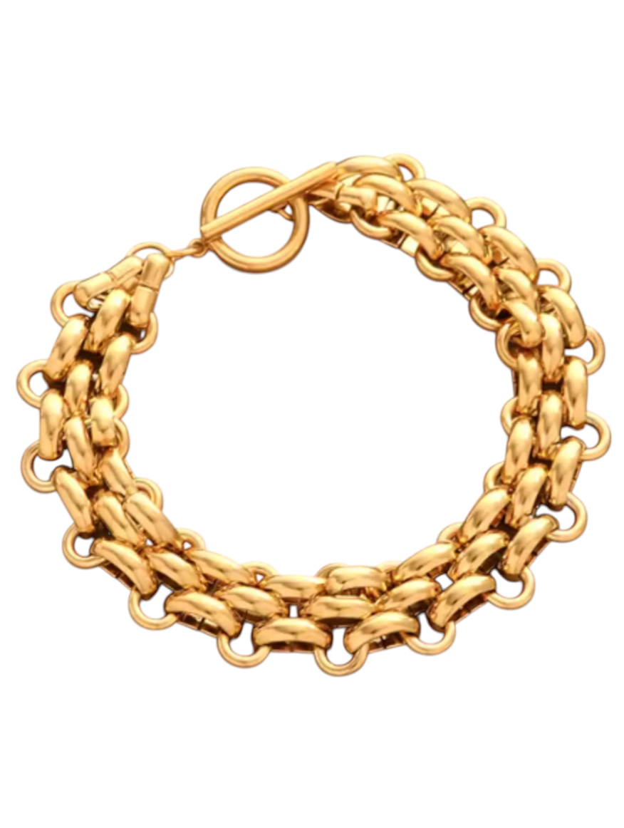 Gillian Golden Woven Link Bracelet | Stainless Steel