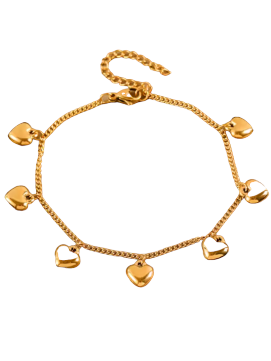 Sweetheart Gold Multi Hearts Bracelet | Stainless Steel