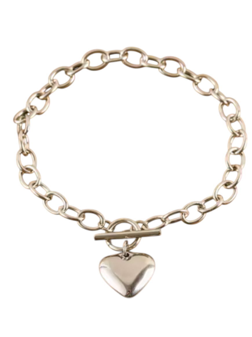 Harmony Heart Pendant Silver Bracelet | Stainless Steel