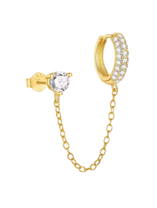 Aida Solitaire Chain Huggie | 925 Sterling Silver