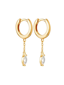 Mariah Marquis Chain Drop Gold Huggies | Gold Plated 925 Sterling Silver