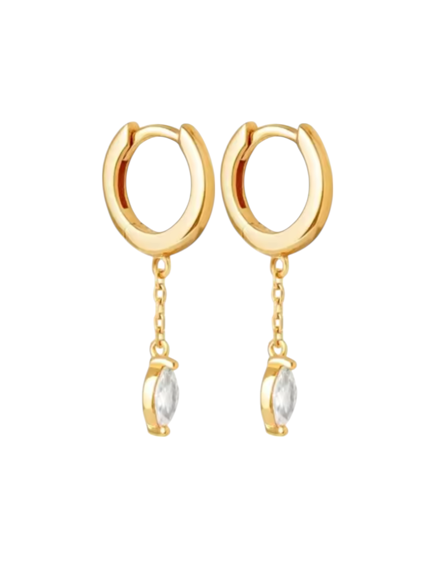 Mariah Marquis Chain Drop Gold Huggies | Gold Plated 925 Sterling Silver