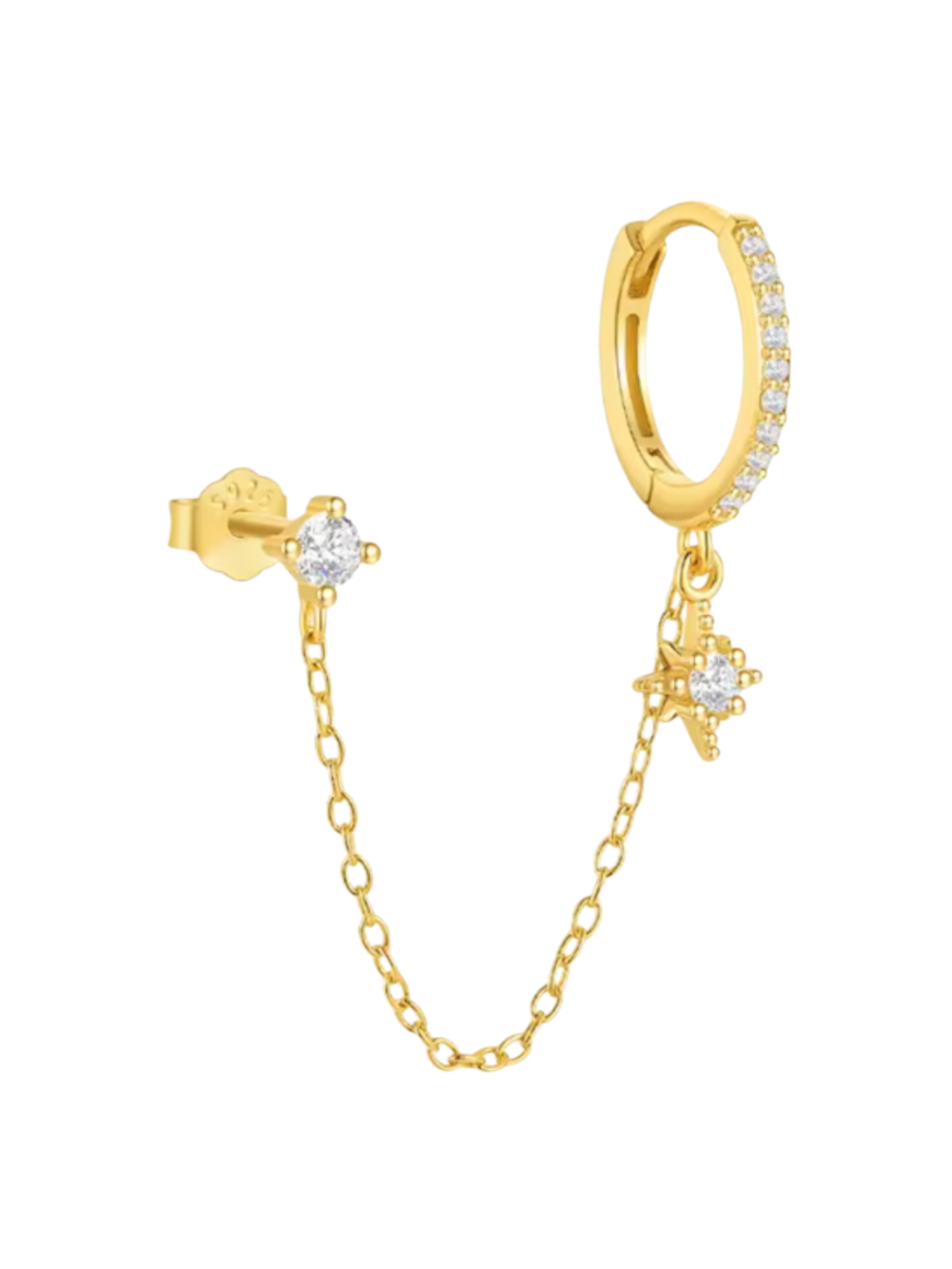 North Star Chain Huggies | 925 Sterling Silver