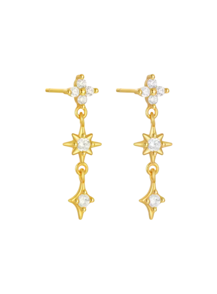 Penelope Star Drops Studs | Gold Plated 925 Sterling Silver