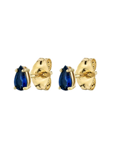 Soraya Sapphire Pear Gold Studs | Gold Plated 925 Sterling Silver