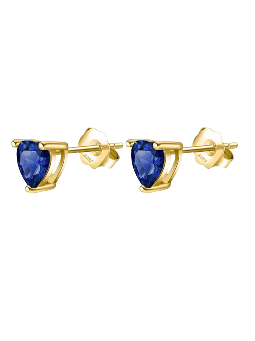 Sonnet Sapphire Heart Gold Studs | Gold Plated 925 Sterling Silver