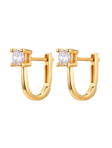 Ula Solitaire Huggies | Gold Plated 925 Sterling Silver