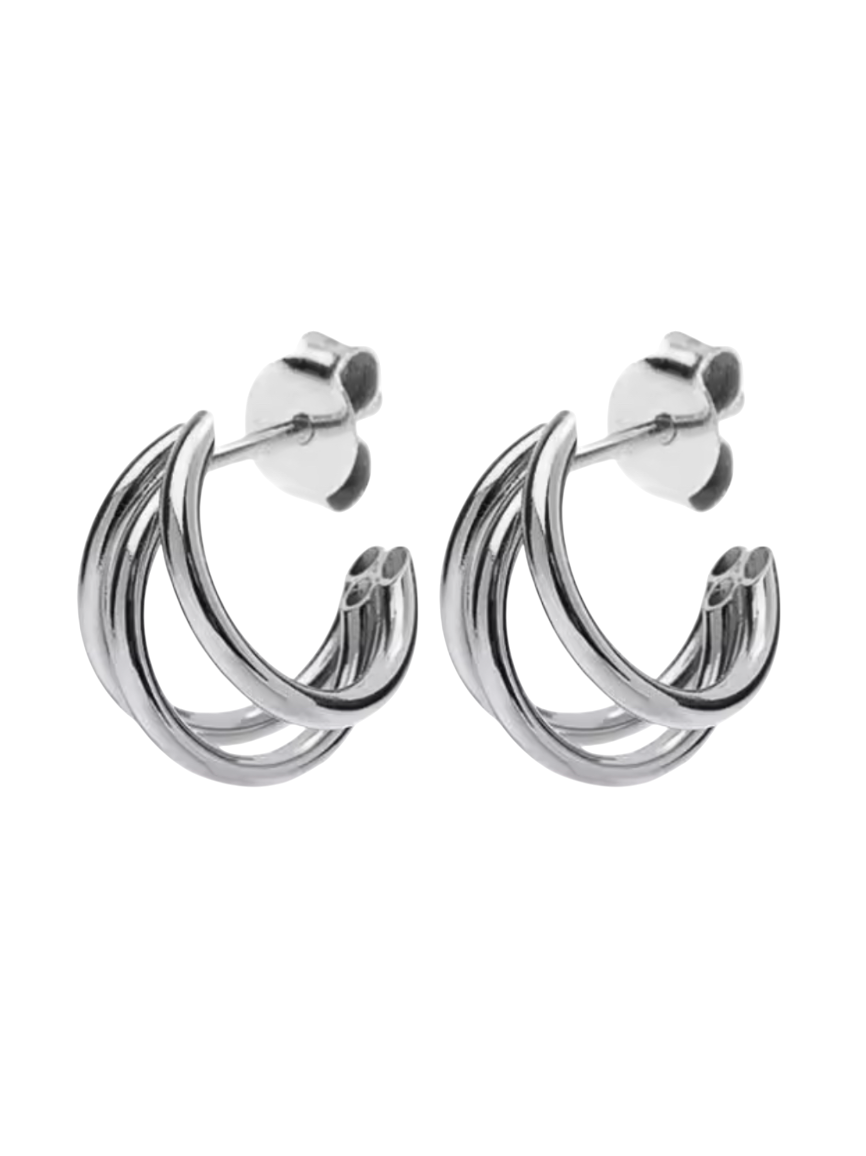 Tayla Triple Prong Silver Hoops | 925 Sterling Silver