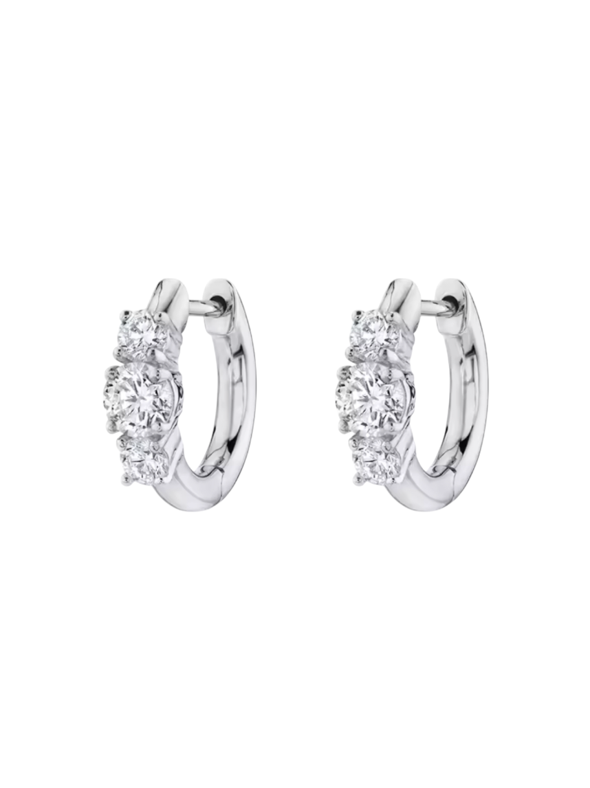 Gracie Silver Triple Diamond Huggies | 925 Sterling Silver