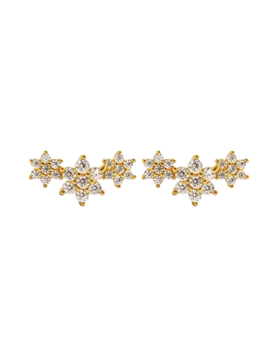 Viola Triple Diamond Gold Studs | Gold Plated 925 Sterling Silver