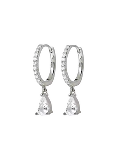 Piper Diamond Drops Silver Huggies | Gold Plated 925 Sterling Silver