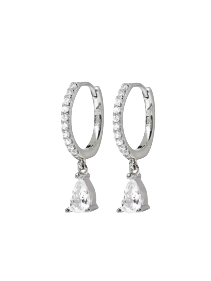 Piper Diamond Drops Silver Huggies | Gold Plated 925 Sterling Silver
