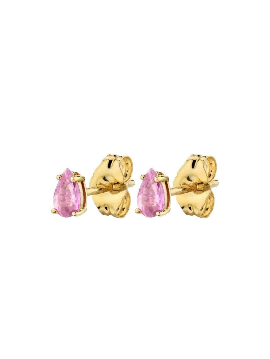 Soraya Pink Pear Studs | Gold Plated 925 Sterling Silver