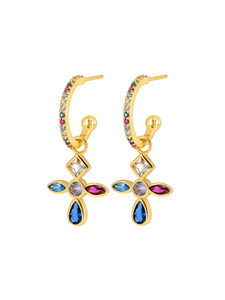 Mona Multicolor Byzantine Drops Gold Hoops | Gold Plated 925 Sterling Silver