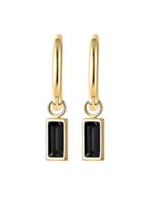 Bezel Mackenzie Black Drops Gold Huggies | Gold Plated 925 Sterling Silver