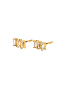 Billy Triple Diamond Gold Studs | Gold Plated 925 Sterling Silver