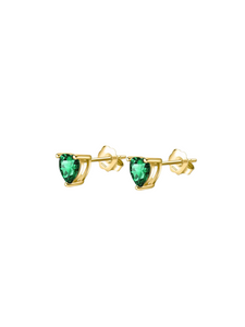 Sonnet Emerald Heart Gold Studs | Gold Plated 925 Sterling Silver