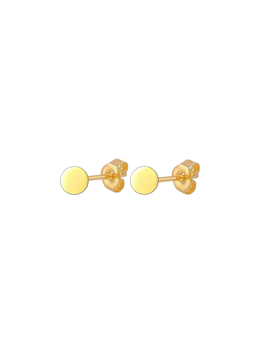 2mm Calypso Circle Disc Gold Studs | Gold Plated 925 Sterling Silver