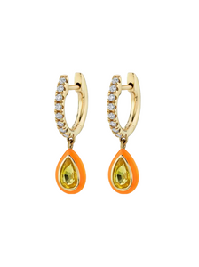 Cinzia Citrine Pear Drops Gold Huggies | Gold Plated 925 Sterling Silver