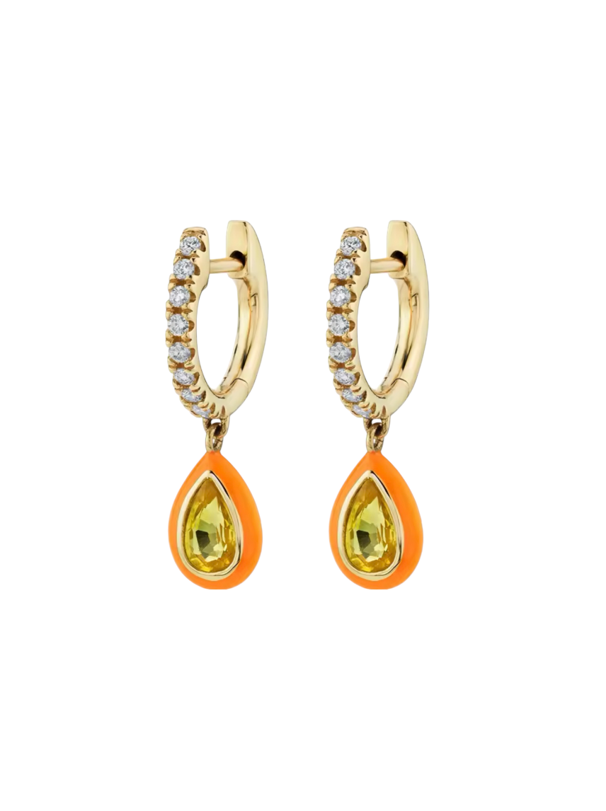 Cinzia Citrine Pear Drops Gold Huggies | Gold Plated 925 Sterling Silver
