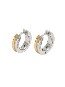 Hannah Two Tone Huggies | Stainless Steel Gold Plated