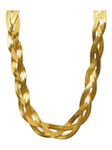 Violet Braided Herringbone Gold Necklace | Stainless Steel Gold Plated
