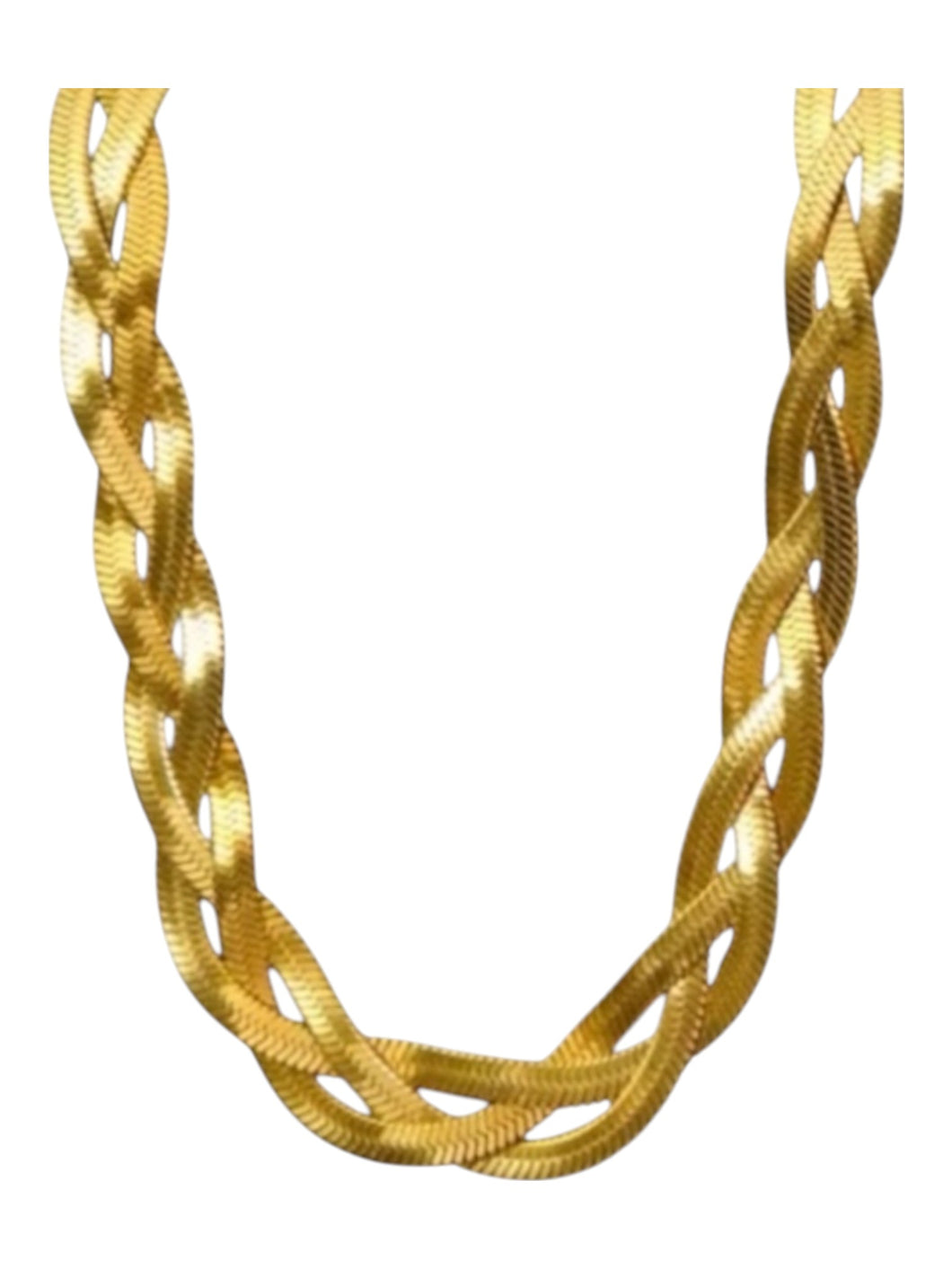 Violet Braided Herringbone Gold Necklace | Stainless Steel Gold Plated