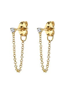 Shailee Diamond Chain Drops Gold Studs | 925 Sterling Silver Gold Plated