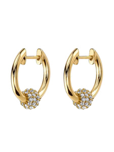 Donatell Diamond Ball Gold Huggies | 925 Sterling Silver Gold Plated