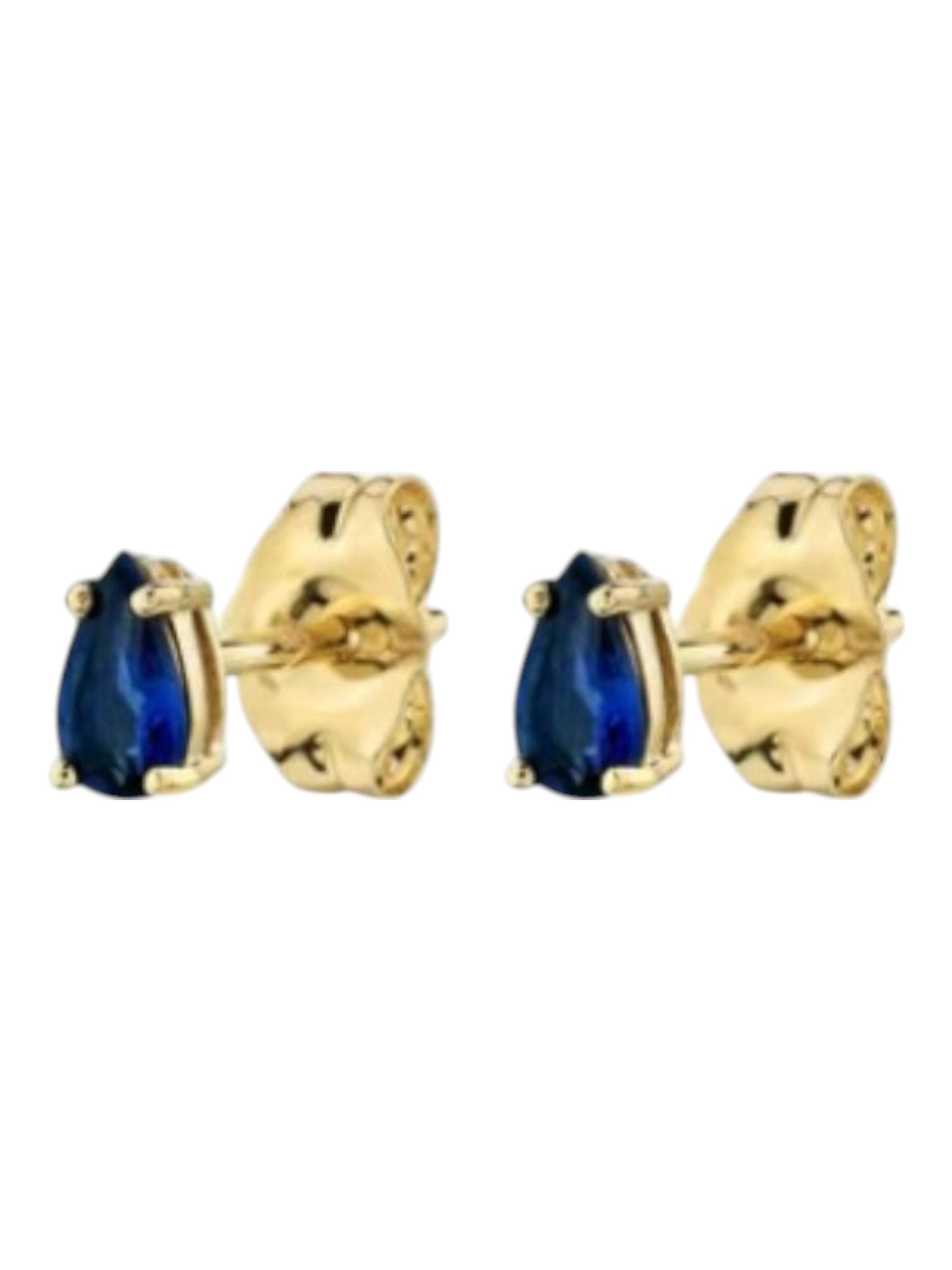 Soraya Sapphire Pear Gold Studs | 925 Sterling Silver Gold Plated