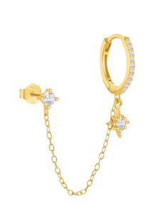 North Star Chain Huggies | 925 Sterling Silver Gold Plated