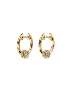 Donatell Diamond Ball Gold Huggies | Gold Plated 925 Sterling Silver
