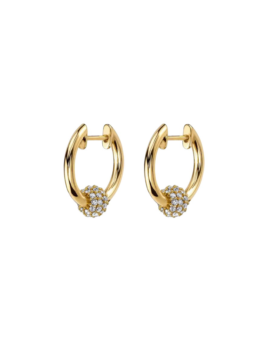 Donatell Diamond Ball Gold Huggies | Gold Plated 925 Sterling Silver
