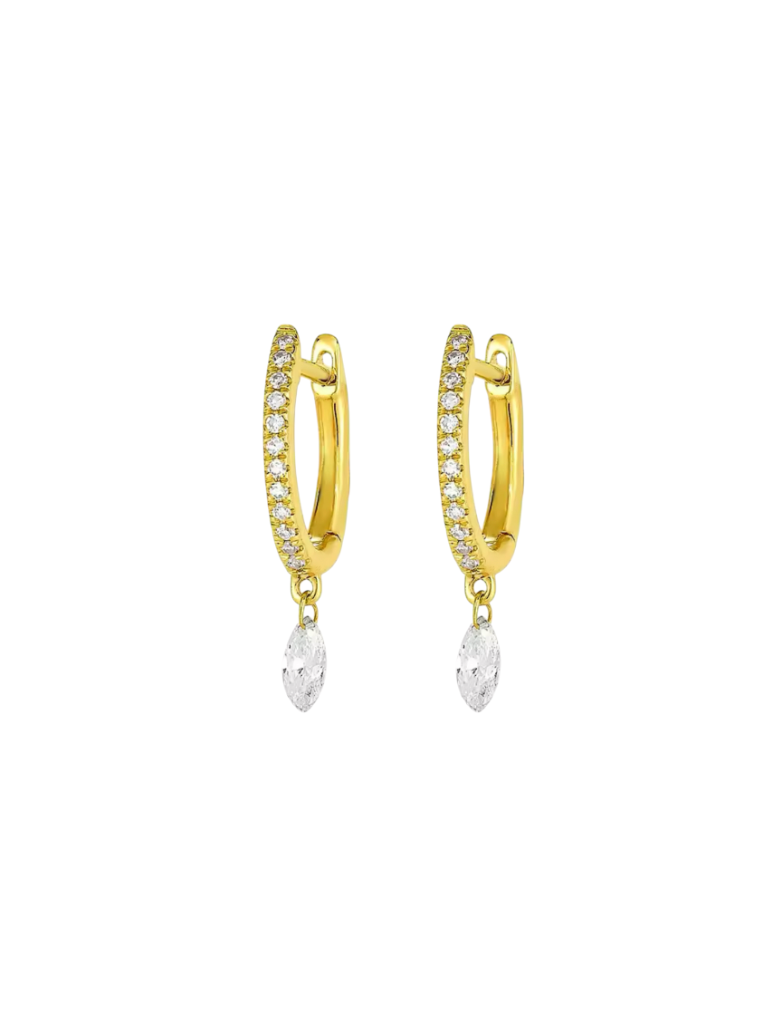 Desideria Diamond Marquis Drops Gold Huggies | 925 Sterling Silver