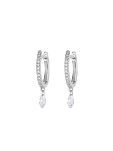 Desideria Diamond Marquis Drops Silver Huggies | 925 Sterling Silver