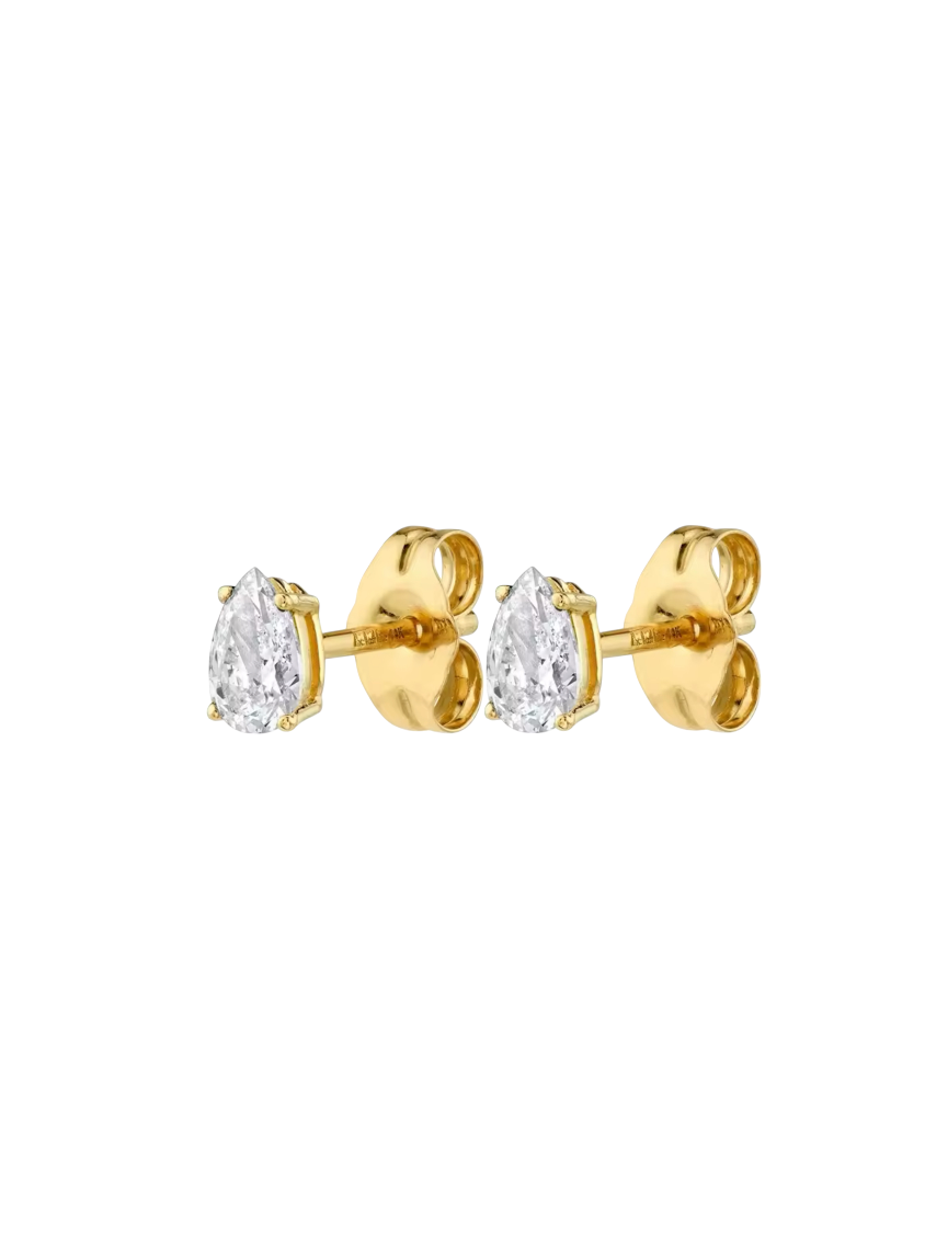 Soraya Diamond Pear Gold Studs | Gold Plated 925 Sterling Silver