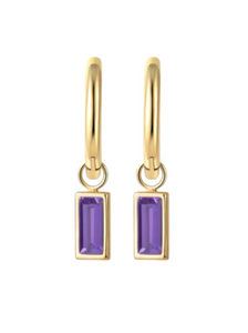 Bezel Mackenzie Purple Drops Gold Huggies | Gold Plated 925 Sterling Silver