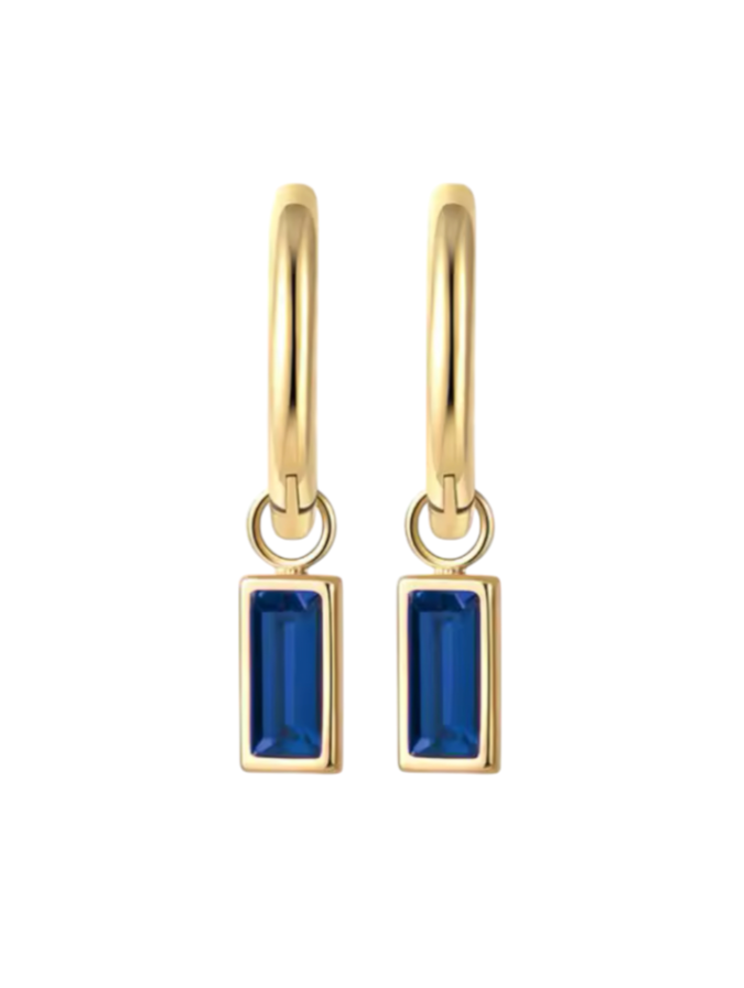 Bezel Mackenzie Sapphire Drops Gold Huggies | Gold Plated 925 Sterling Silver