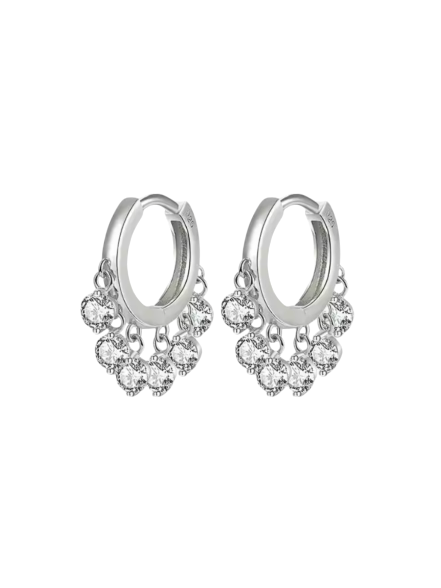 Teagan Crystal Silver Huggies |  925 Sterling Silver