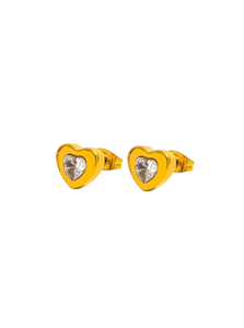 Hecate Heart Crystal Gold Studs | Gold Plated Stainless Steel