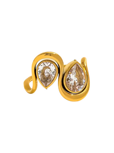 Desdemona Double Pear Gold Ring | Stainless Steel Gold Plated