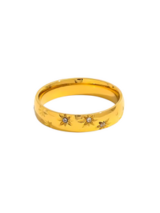 Nyx North Star Crystal Band Gold Ring | Stainless Steel Gold Plated