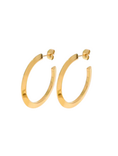 Load image into Gallery viewer, Therma Thin Band Gold Hoops | Gold Plated Stainless Steel
