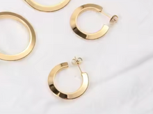 Load image into Gallery viewer, Therma Thin Band Gold Hoops | Gold Plated Stainless Steel

