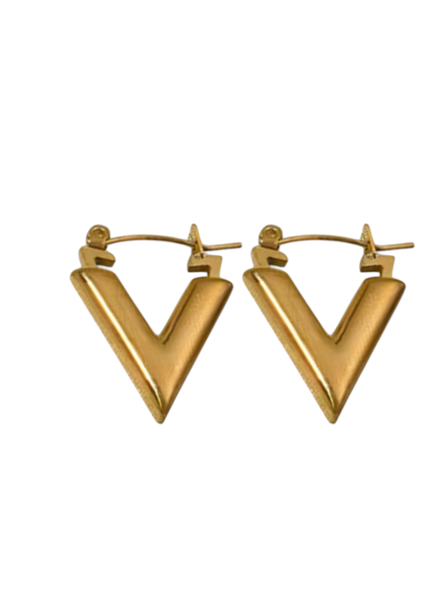 Valerie V Gold Hoops | Gold Plated Stainless Steel