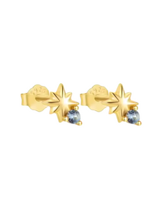 Sybil Star Blue Gem Gold Studs | Gold Plated Stainless Steel